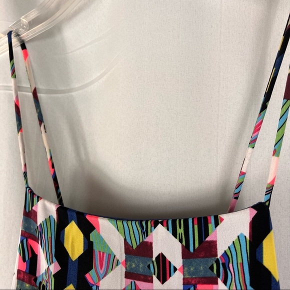 Harper maxi dress geo pattern bold colors criss/cross straps SzS - Picture 5 of 10